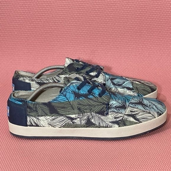 Toms Mens Palm Leaf Pattern Multi Colored Lace Up Casual Sneaker Shoes - Sz 11.5 - Picture 1 of 13